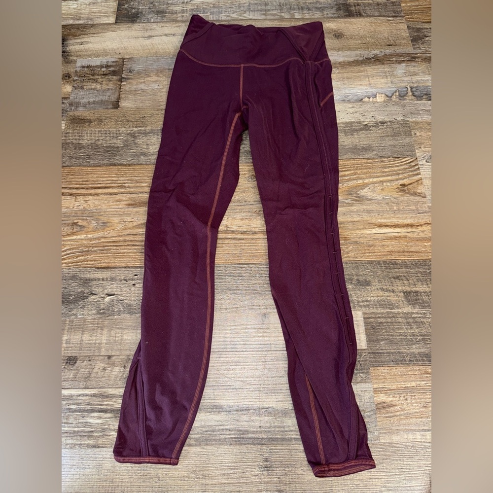Athleta Womens High Waisted Mesh Pocket‎ Leggings Burgundy XS